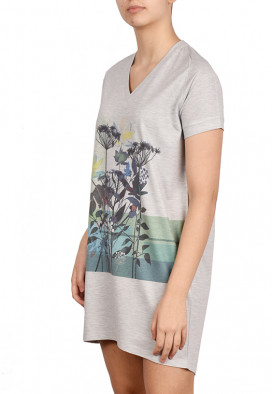 Vestido Camiseta Piquet Listras Floral