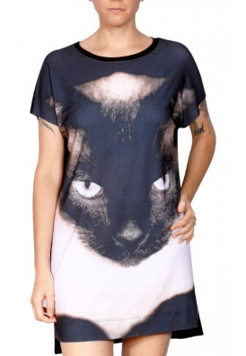 Camiseta Vestido Premium Gato 