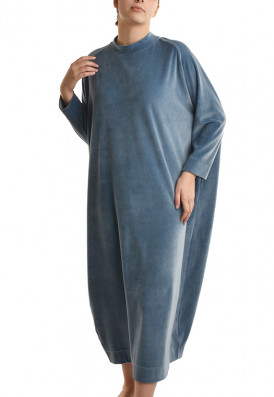 Vestido Longo Plush-Veludo Azul Safira